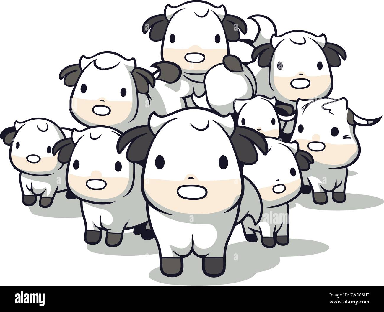 Cute cartoon cow on white background. Vector illustration.eps10 Stock Vector