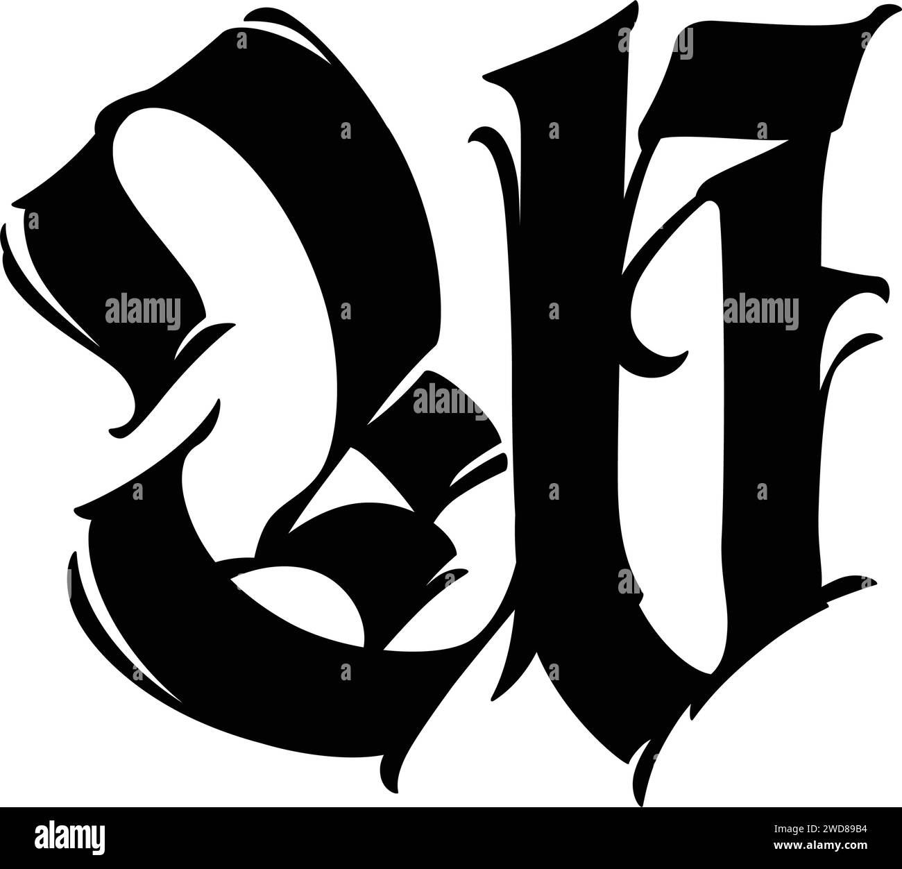 W Midevil Lettering Letter W, in the Gothic style. Vector. Alphabet. Calligraphy and ...