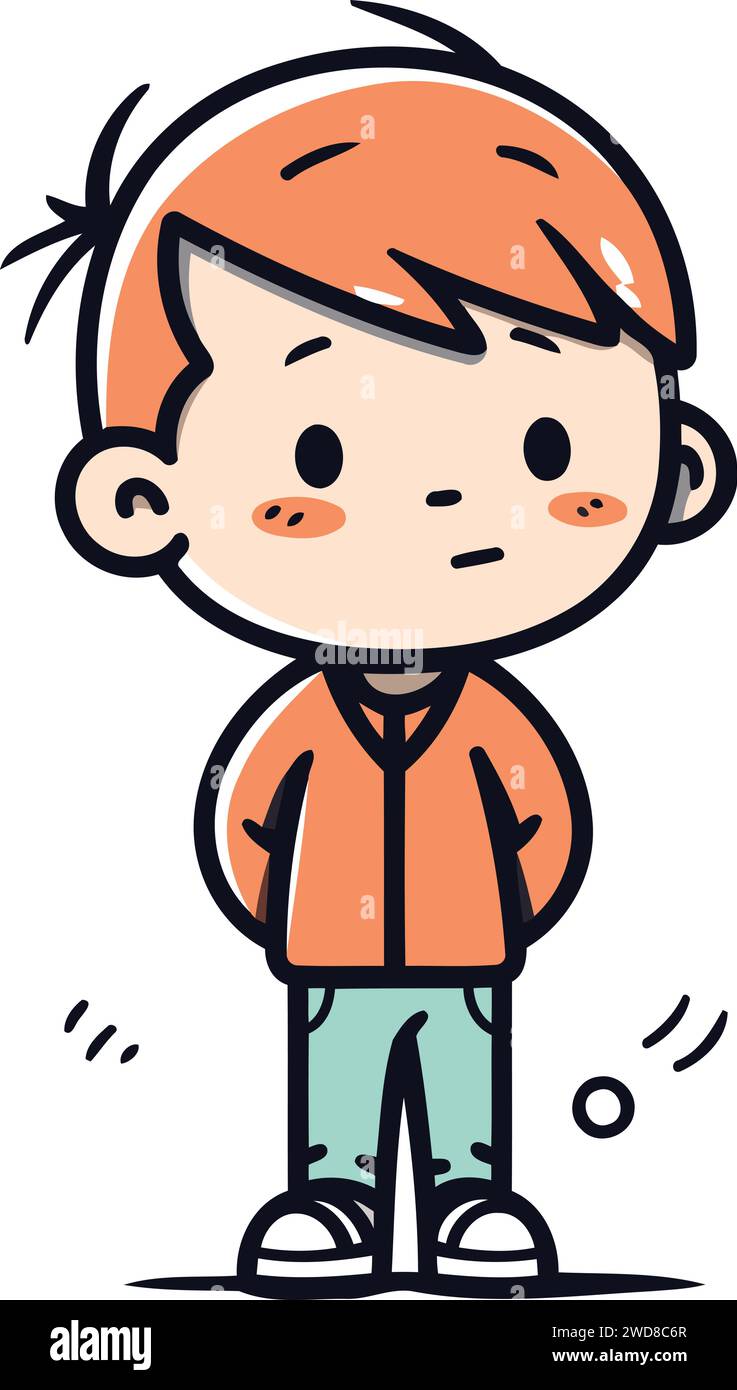 Cute little boy cartoon character vector illustration. Cute little boy ...