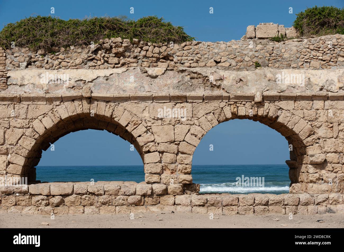 Stone arches and abutments of the Hadrianic aqueduct of Caesarea ...