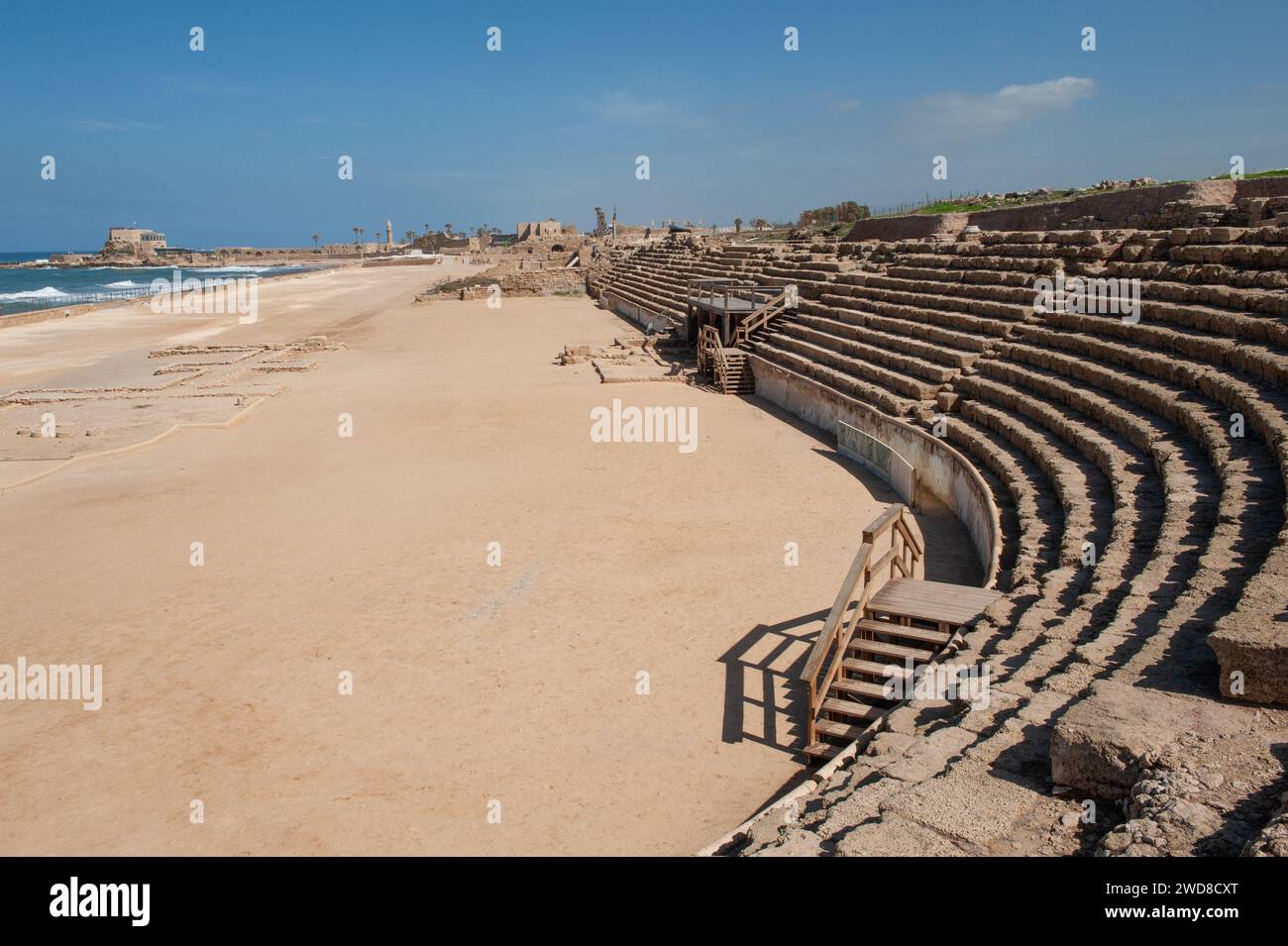Mediterranean shoreline excavation in Caesarea Maritima National Park, Caesarea, Israel Stock Photo