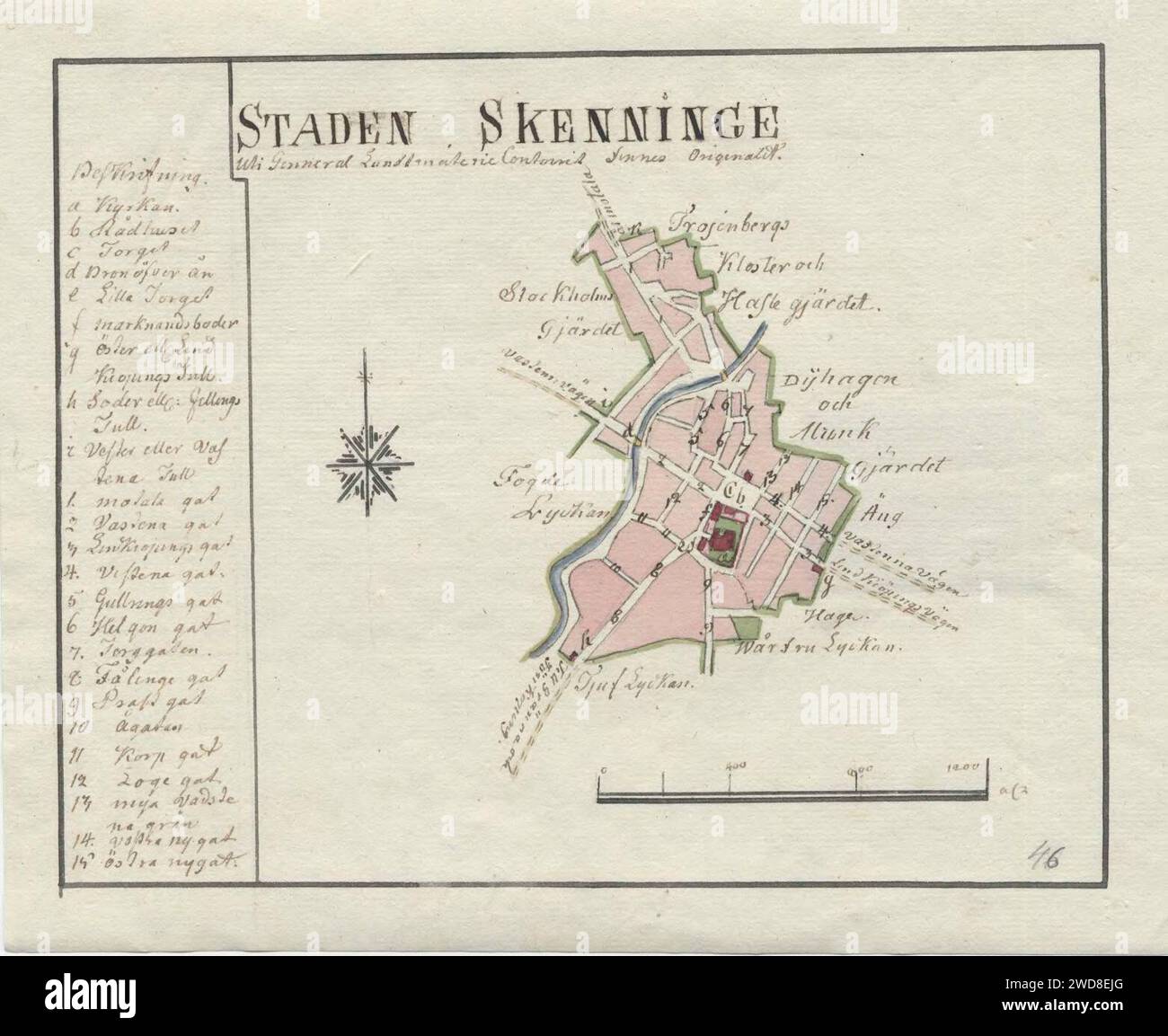 18th century map of Skänninge, Sweden Stock Photo - Alamy
