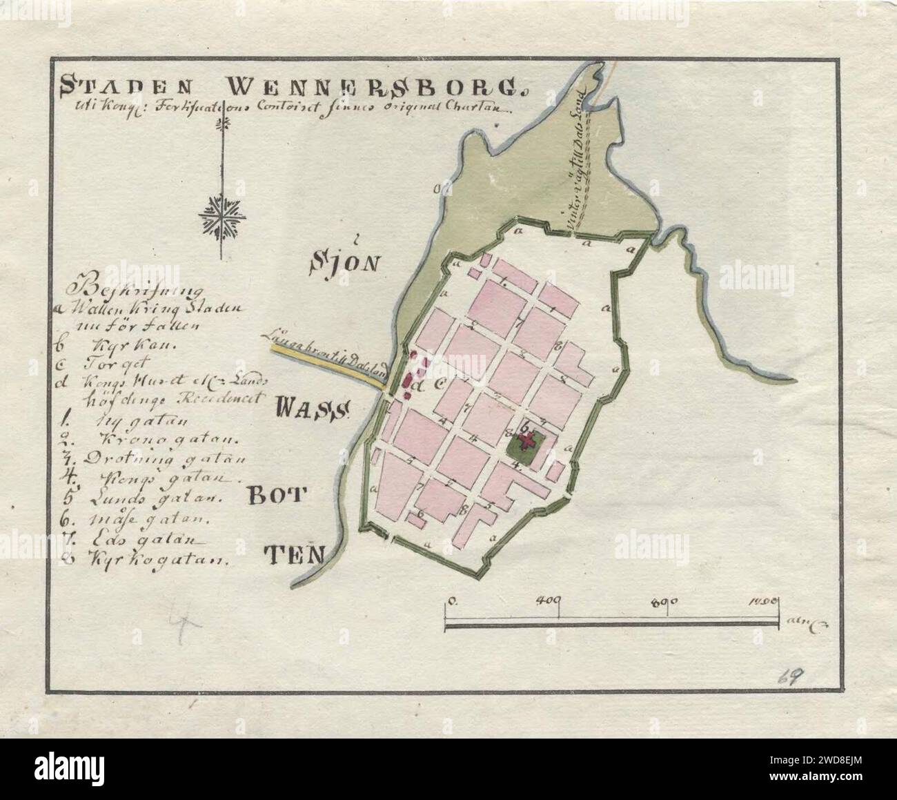 Picture of 18th century map of Vänersborg, Sweden Stock Photo - Alamy