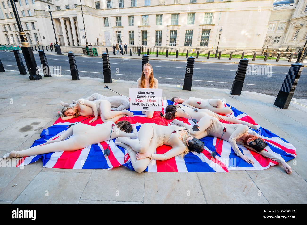London, UK. 19 Jan 2024. PETA supporters dressed in bear masks and ...
