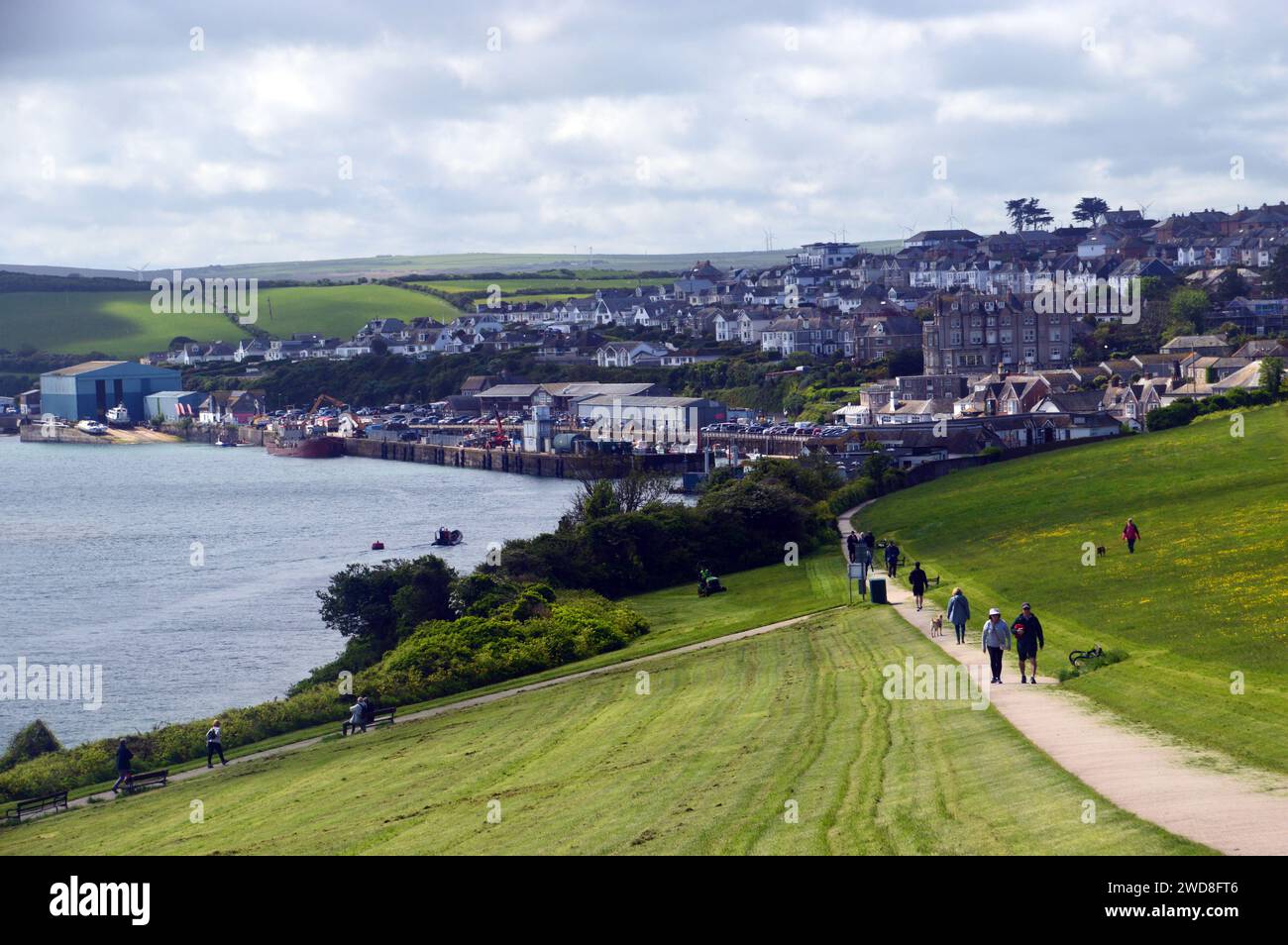 People Walking on South West Coastal Path from the Harbour of the Tourist/Fishing Town of Padstow in Cornwall, England, UK. Stock Photo