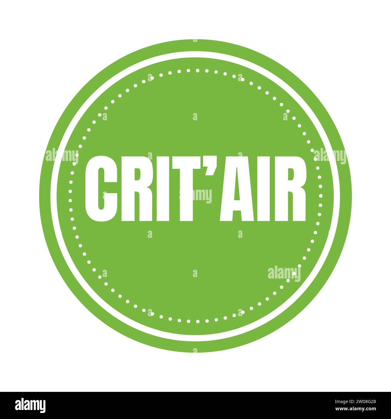 Air quality certificate symbol icon called crit'air certificat qualite de l'air in French language Stock Photo