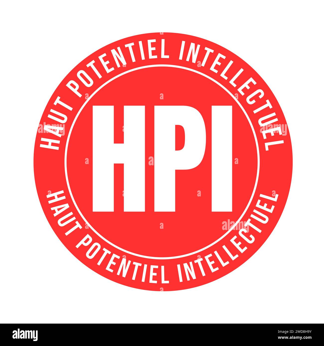 HIP high intellectual potential symbol icon called HPI haut potentiel intellectuel in French language Stock Photo