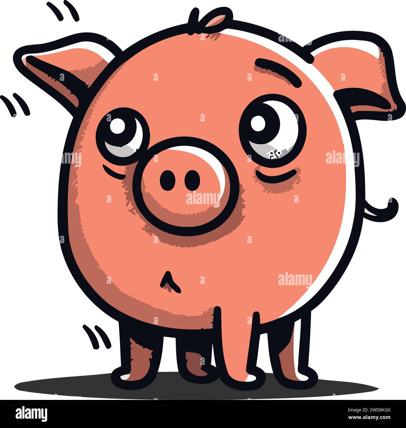 Cute piggy bank cartoon vector illustration. Funny piggy bank character