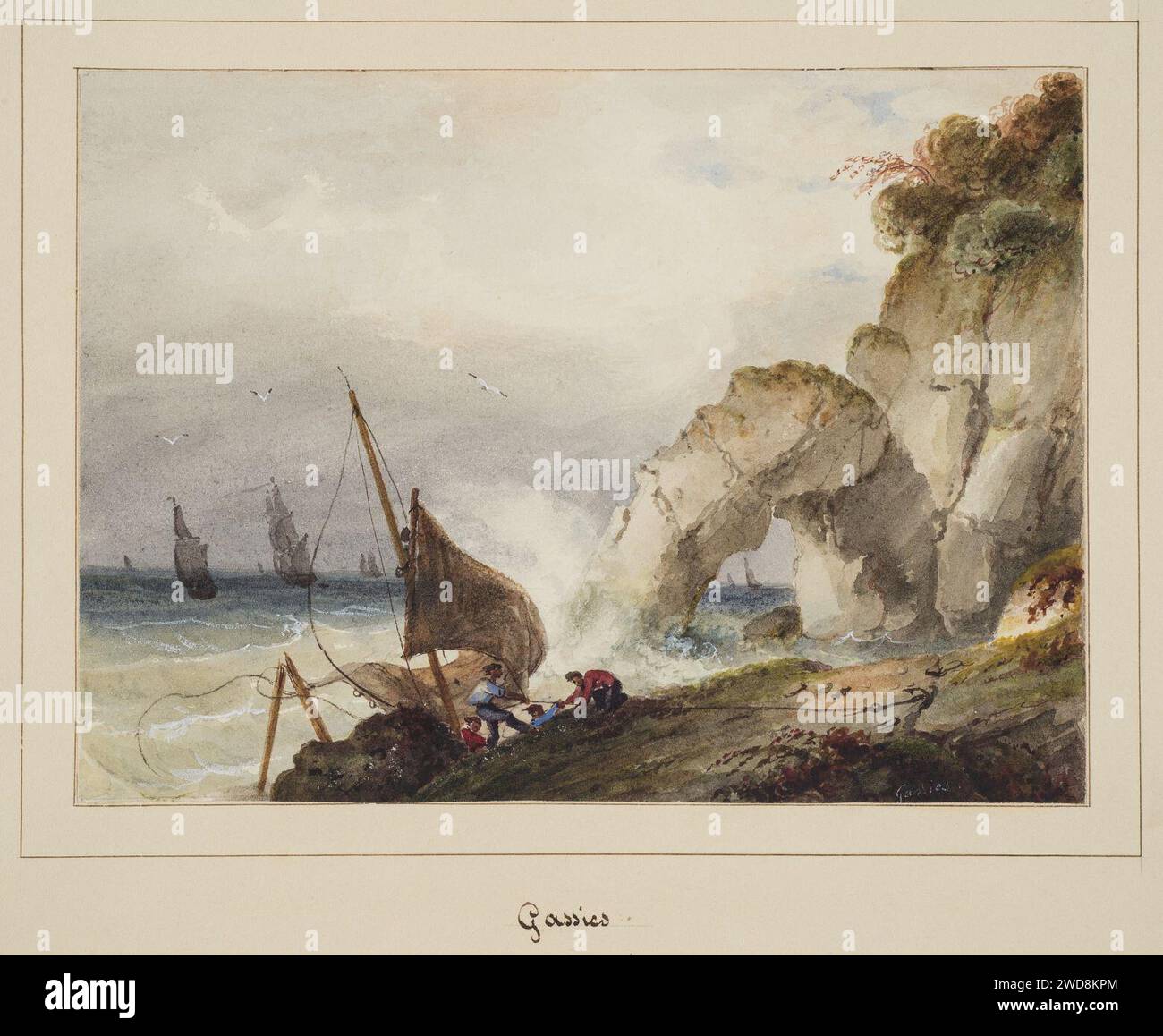 35 JeanBruno Gassies Rescapés sur une côte par gros temps Stock