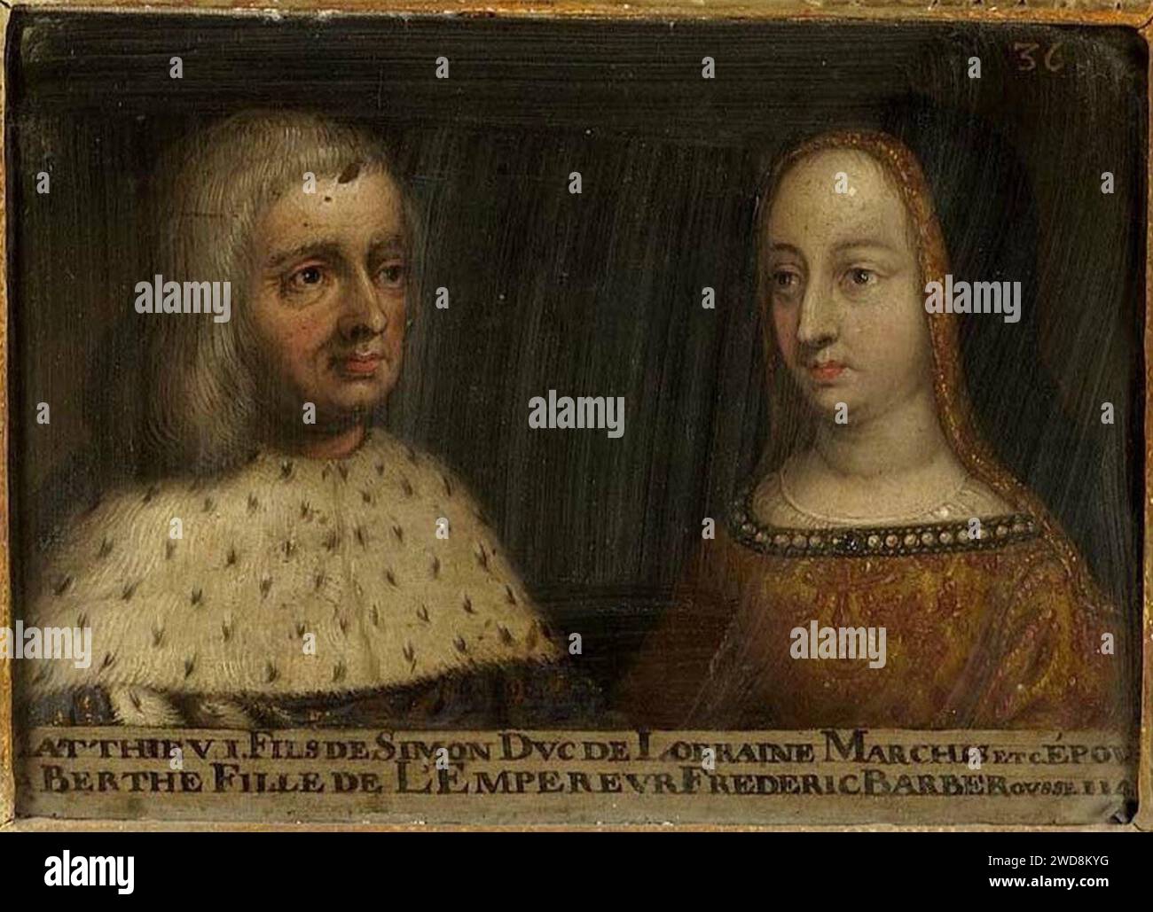 36. Mathieu Ier, duc de Lorraine, et son épouse Berthe de Souabe Stock