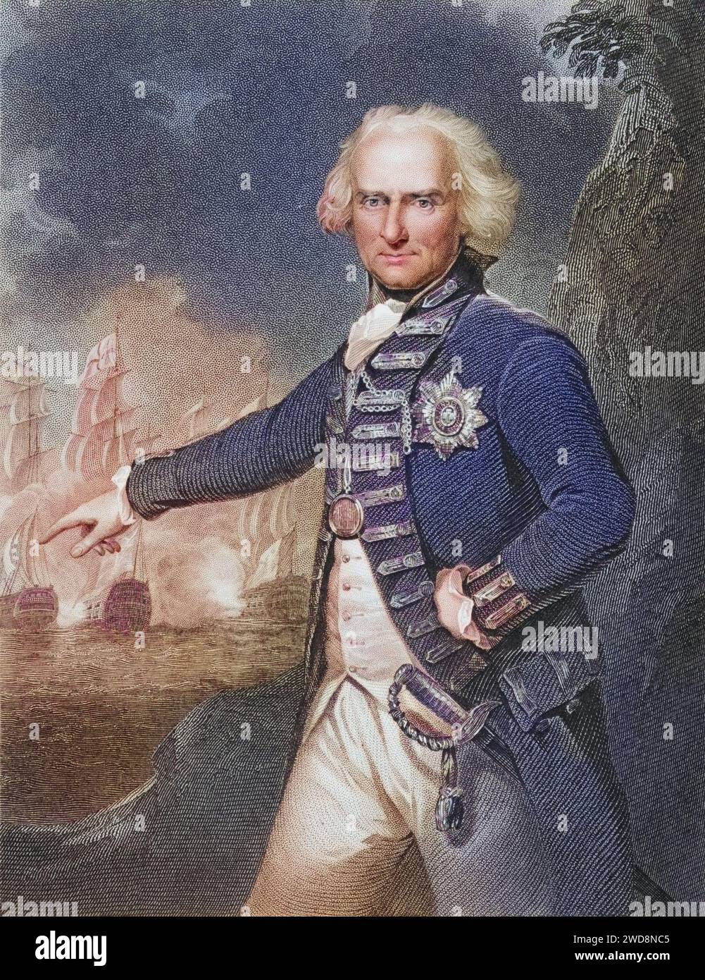 Alexander Hood 1. Viscount Bridport, 1726-1814. Britischer Admiral, Historisch, digital restaurierte Reproduktion von einer Vorlage aus dem 19. Jahrhundert, Record date not stated Stock Photo