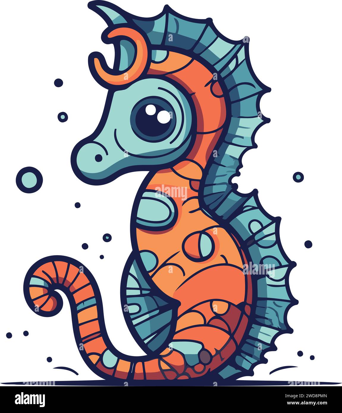 Cute cartoon seahorse. Vector illustration for your design Stock Vector ...