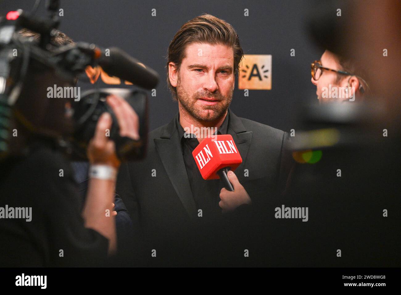 Antwerp, Belgium. 18th Jan, 2024. Actor Kevin Janssens pictured during the 70 th men edition of the Goldens Shoe Award ceremony and the 8 th Women's edition. The Golden Shoe, Gouden Schoen, Soulier d'Or is an award for the best soccer player of the Belgian Jupiler Pro League championship during the year 2023. The female award is for the best Belgian female player of 2023. On Thursday 18 January 2024 in Antwerp, BELGIUM . (Photo by Frank Abbeloos & Stijn Audooren/Isosport) Credit: sportpix/Alamy Live News Stock Photo
