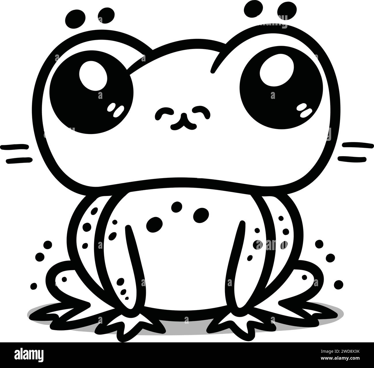 Cute cartoon frog. Vector illustration isolated on a white background. Stock Vector