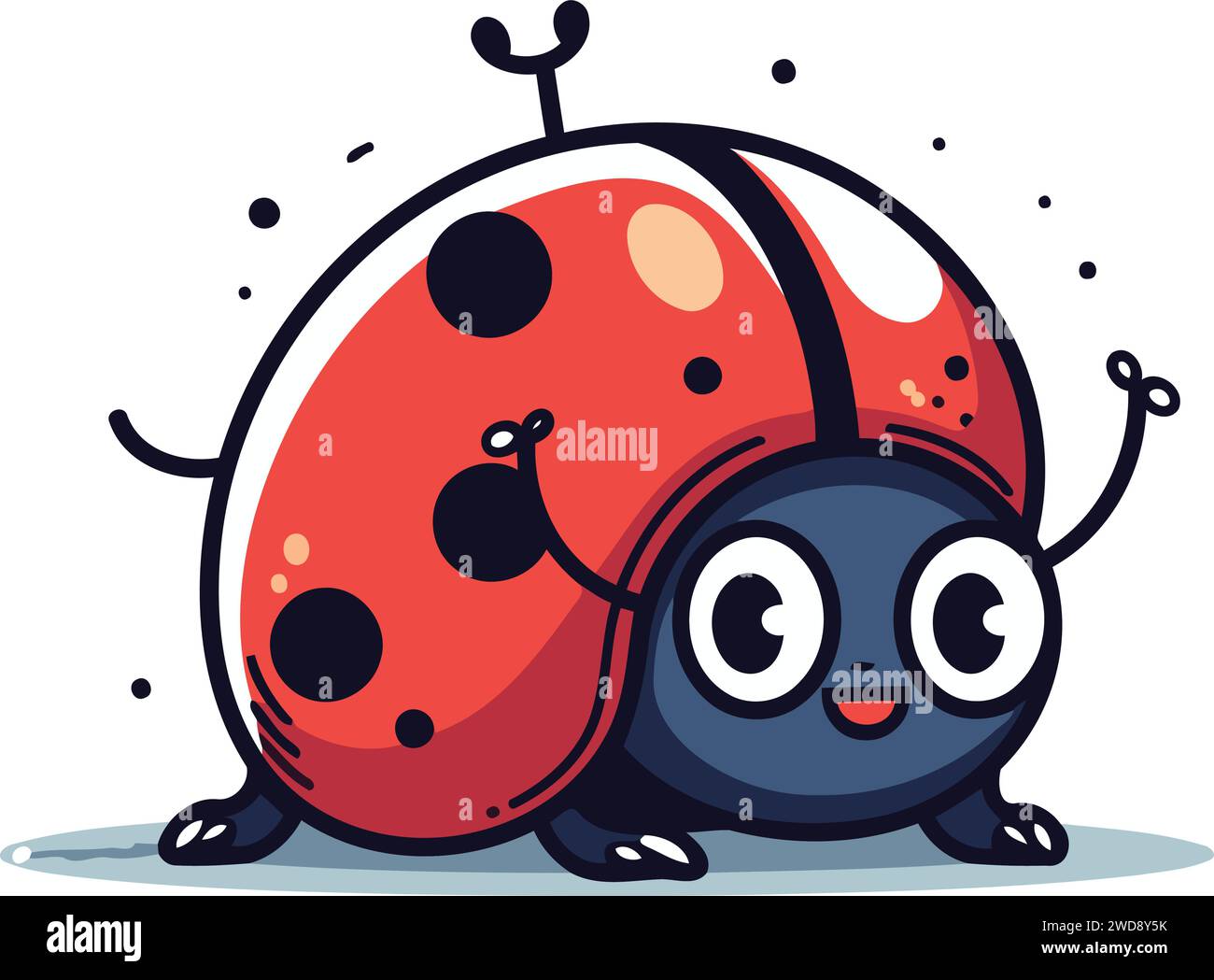 Cute cartoon ladybug with eyes and legs. Vector illustration Stock
