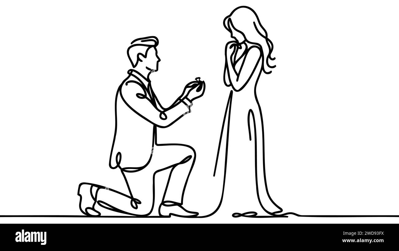 man stands on one knee and puts a ring on the finger of her left hand ...