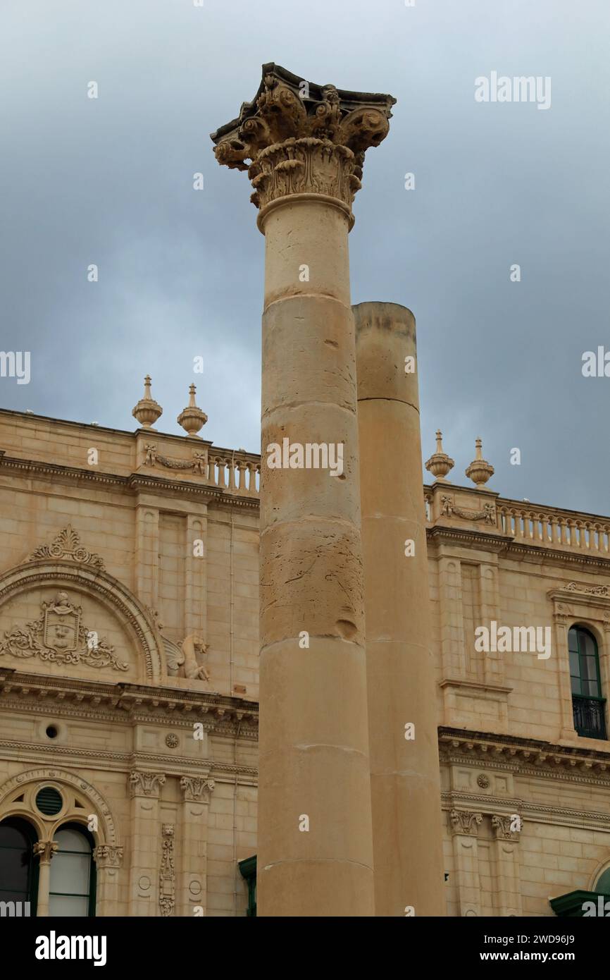 Remains of the Royal Opera House and the Palazzo Ferreria building on Republic Street in Valletta Stock Photo