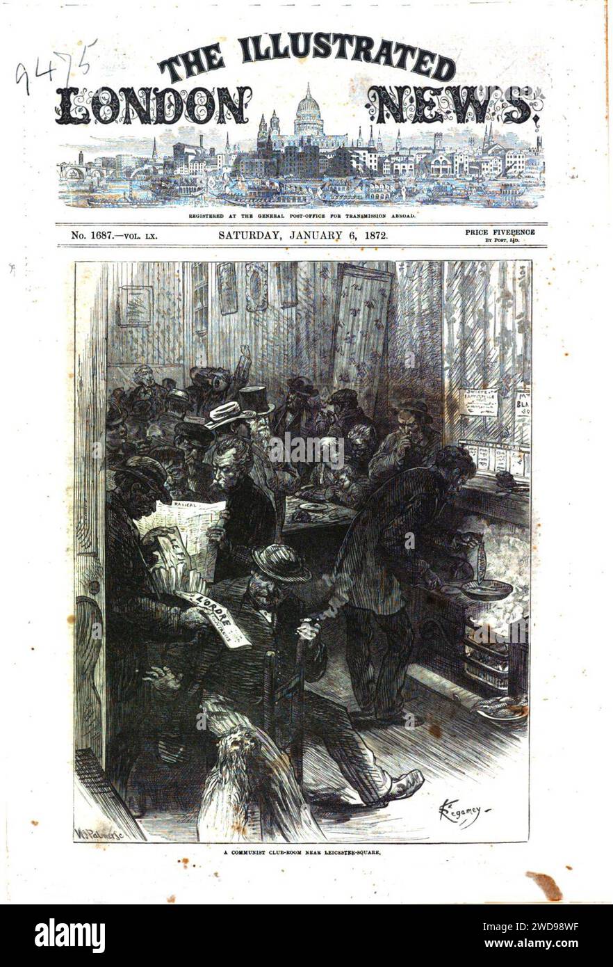 1872-01-06, The Illustrated London News, A Communist club-room near Leicester-Square. Stock Photo