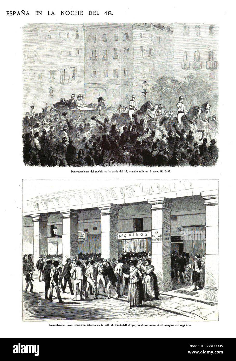 1872-07-24, La Ilustración Española y Americana, Atentado contra los reyes de España en la noche del 18 b. Stock Photo