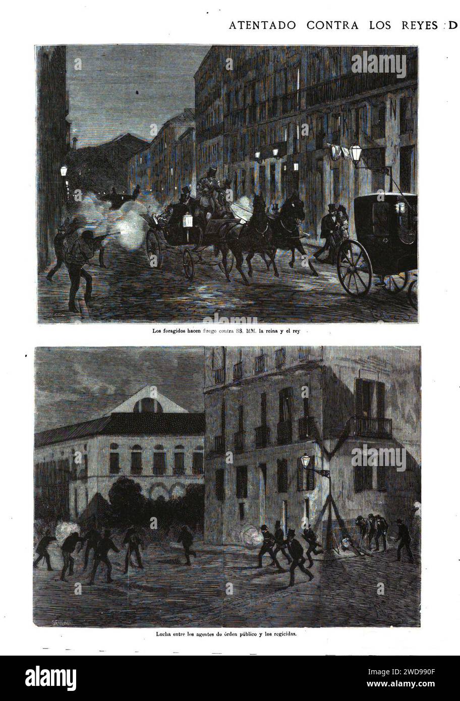 1872-07-24, La Ilustración Española y Americana, Atentado contra los reyes de España en la noche del 18 a. Stock Photo