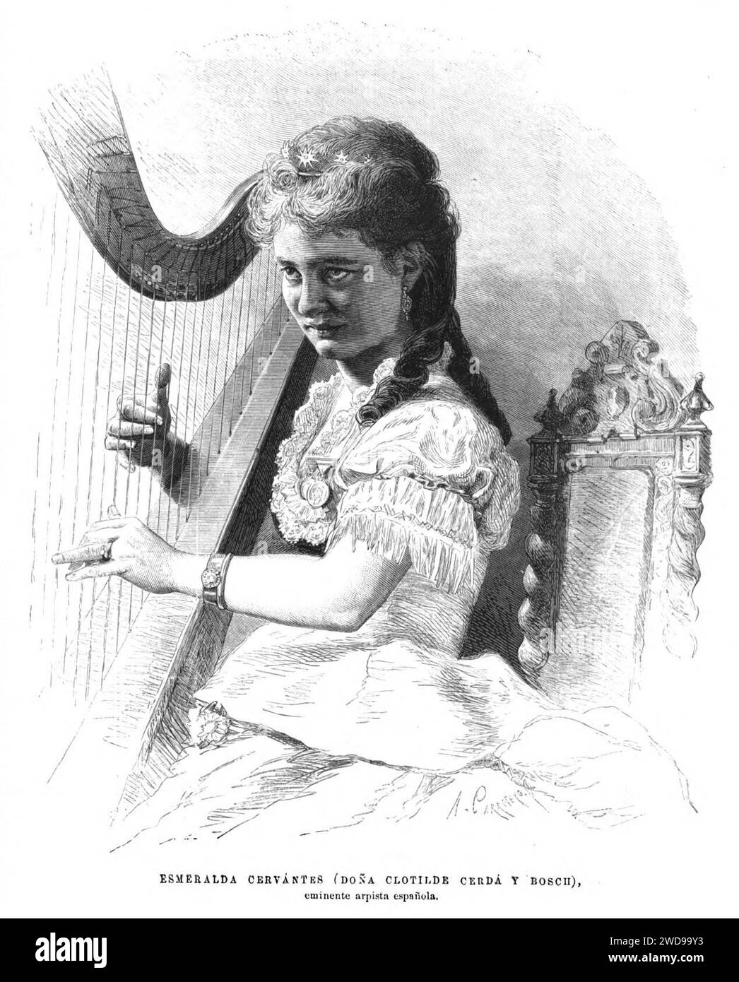 1876-11-30, La Ilustración Española y Americana, Esmeralda Cervantes (Doña Clotilde Cerdá y Bosch) (cropped). Stock Photo