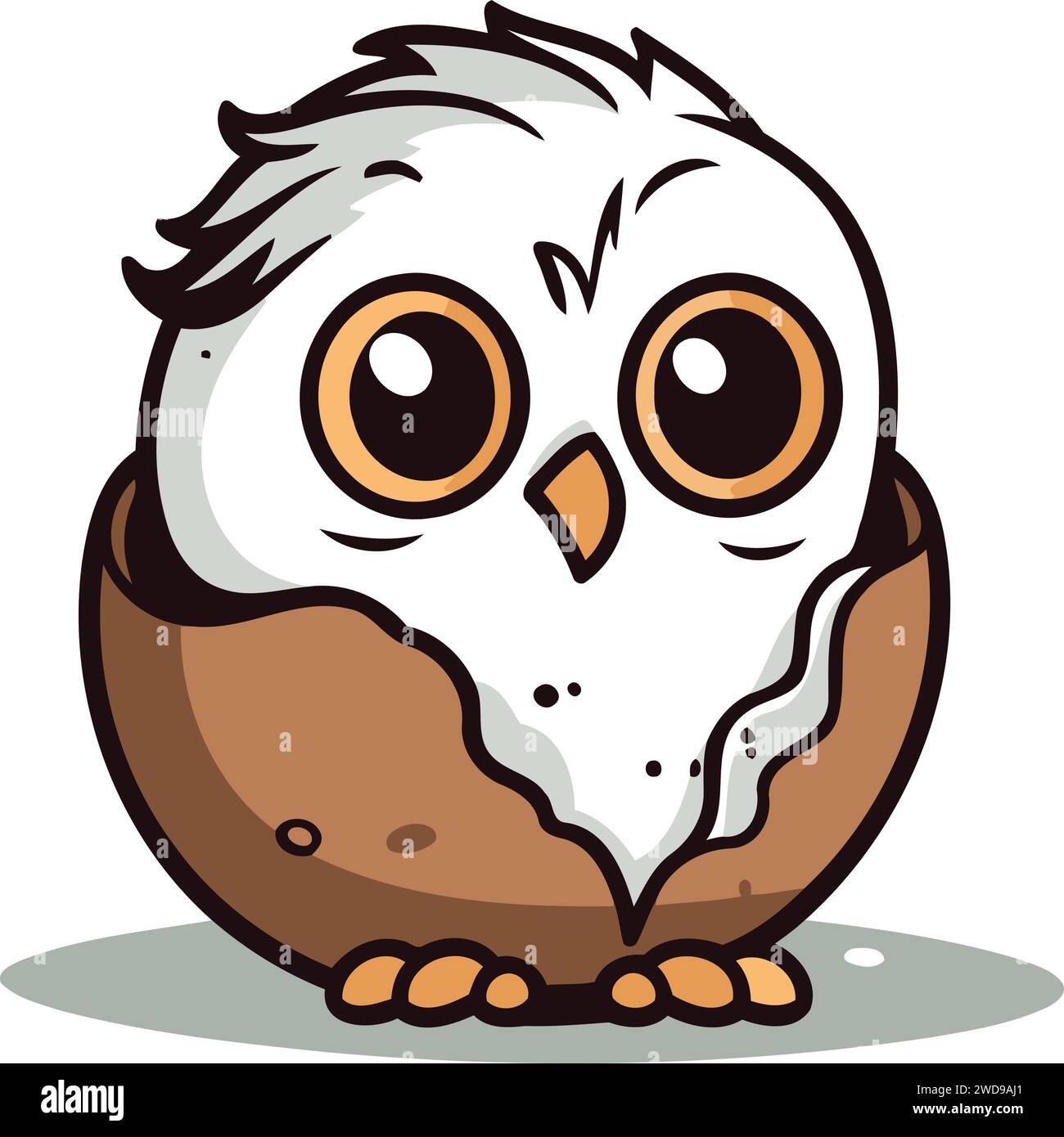 Cute cartoon owl. Vector illustration isolated on a white background. Stock Vector