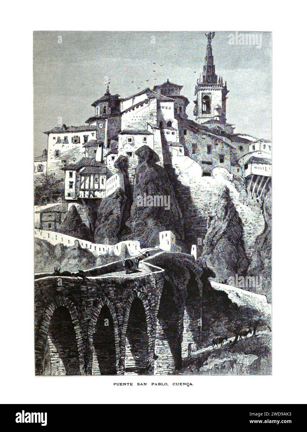 1879, Picturesque Europe, vol III, Puente San Pablo, Cuenca. Stock Photo