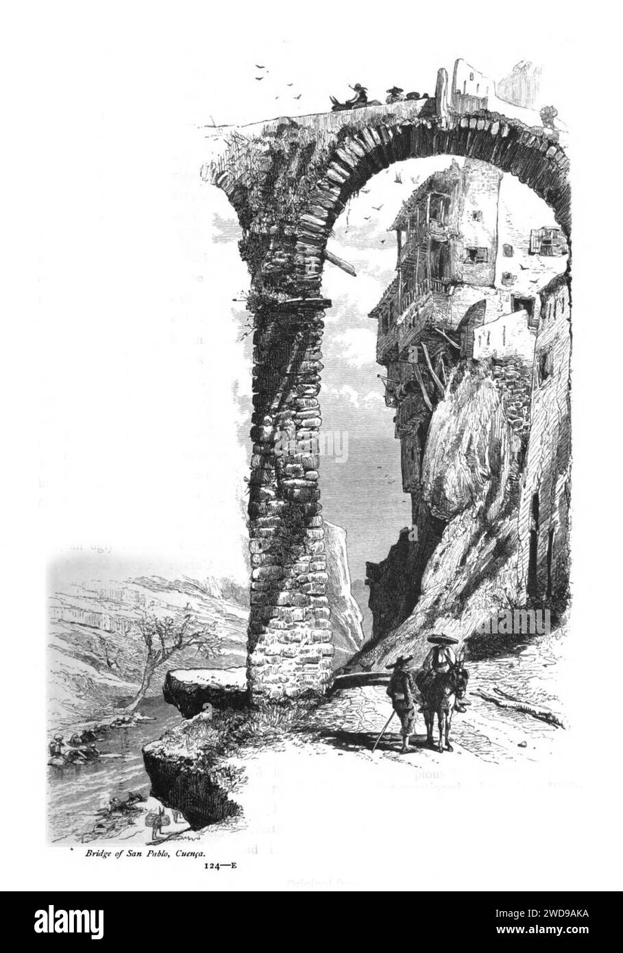 1879, Picturesque Europe, vol III, Bridge of San Pablo, Cuenca. Stock Photo