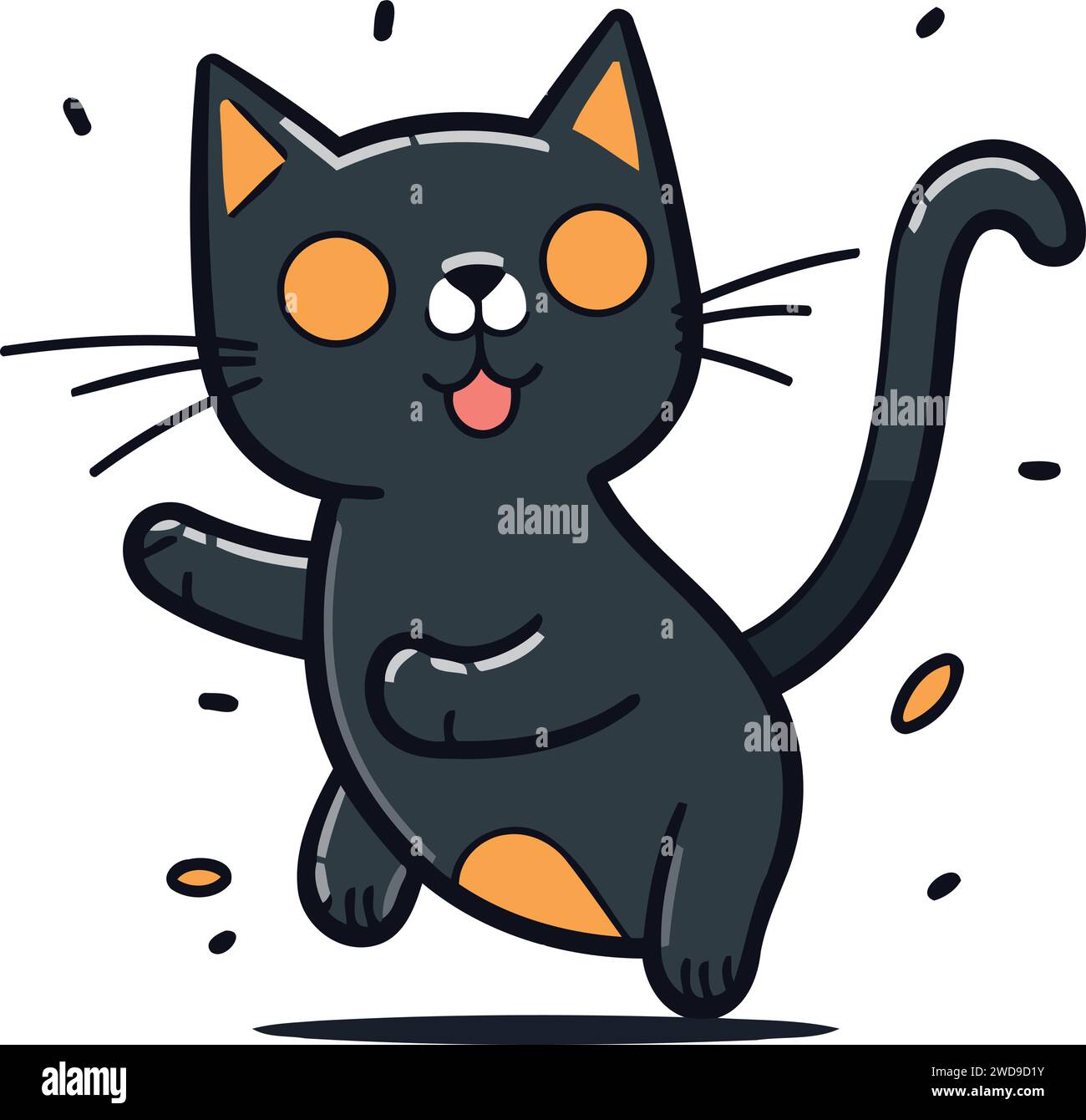 Cute Cartoon Black Cat With Funny Expression Vector Illustration Isolated On White Background 4209