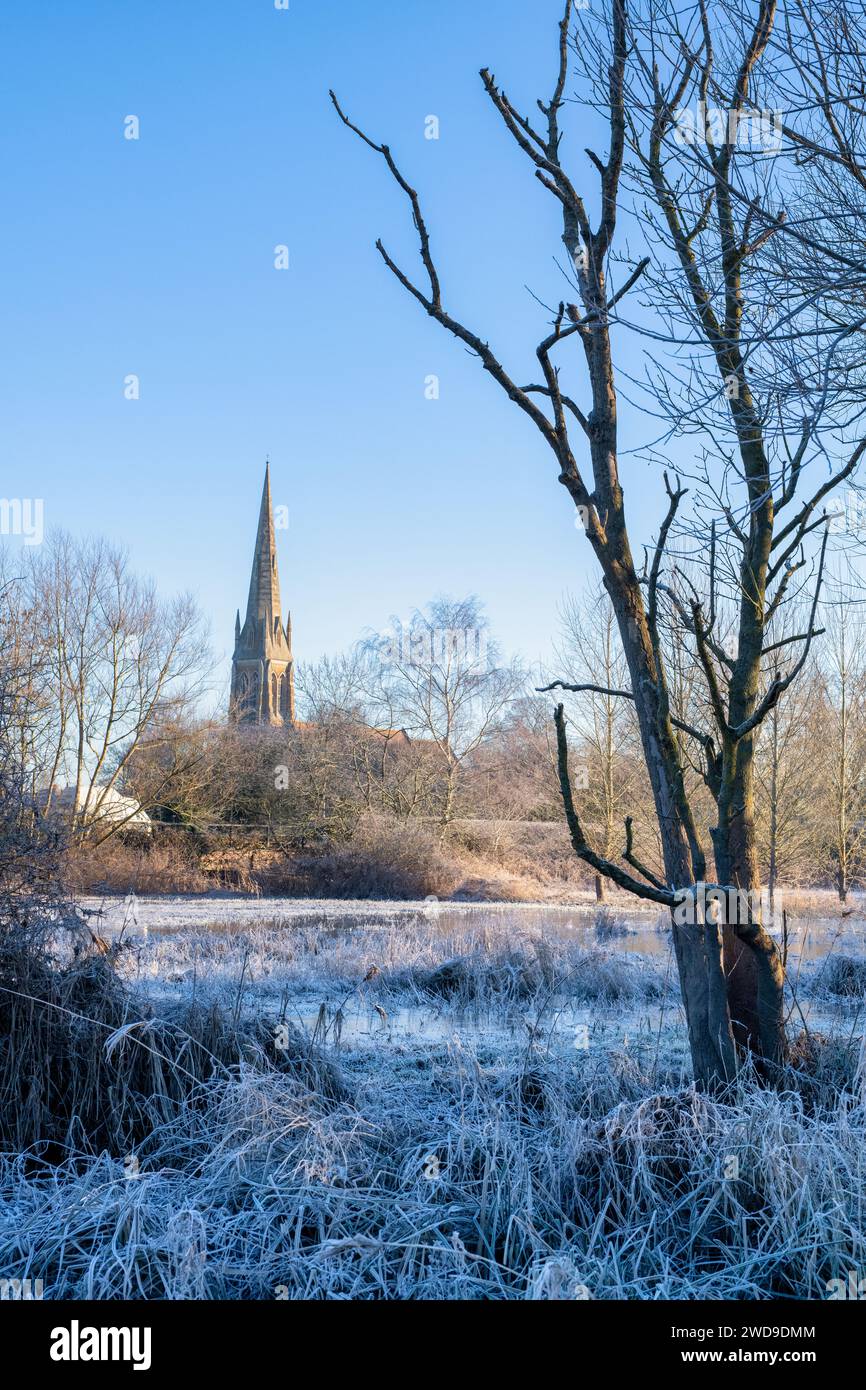 Parish Church of St Peter & St Paul in the january frost. Upton upon ...