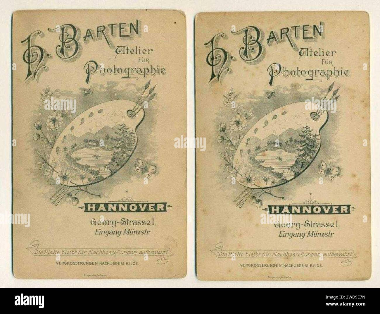 1890er Jahre Heinrich Barten Kabinett-Fotografie Zirkusartisten Revers. Stock Photo