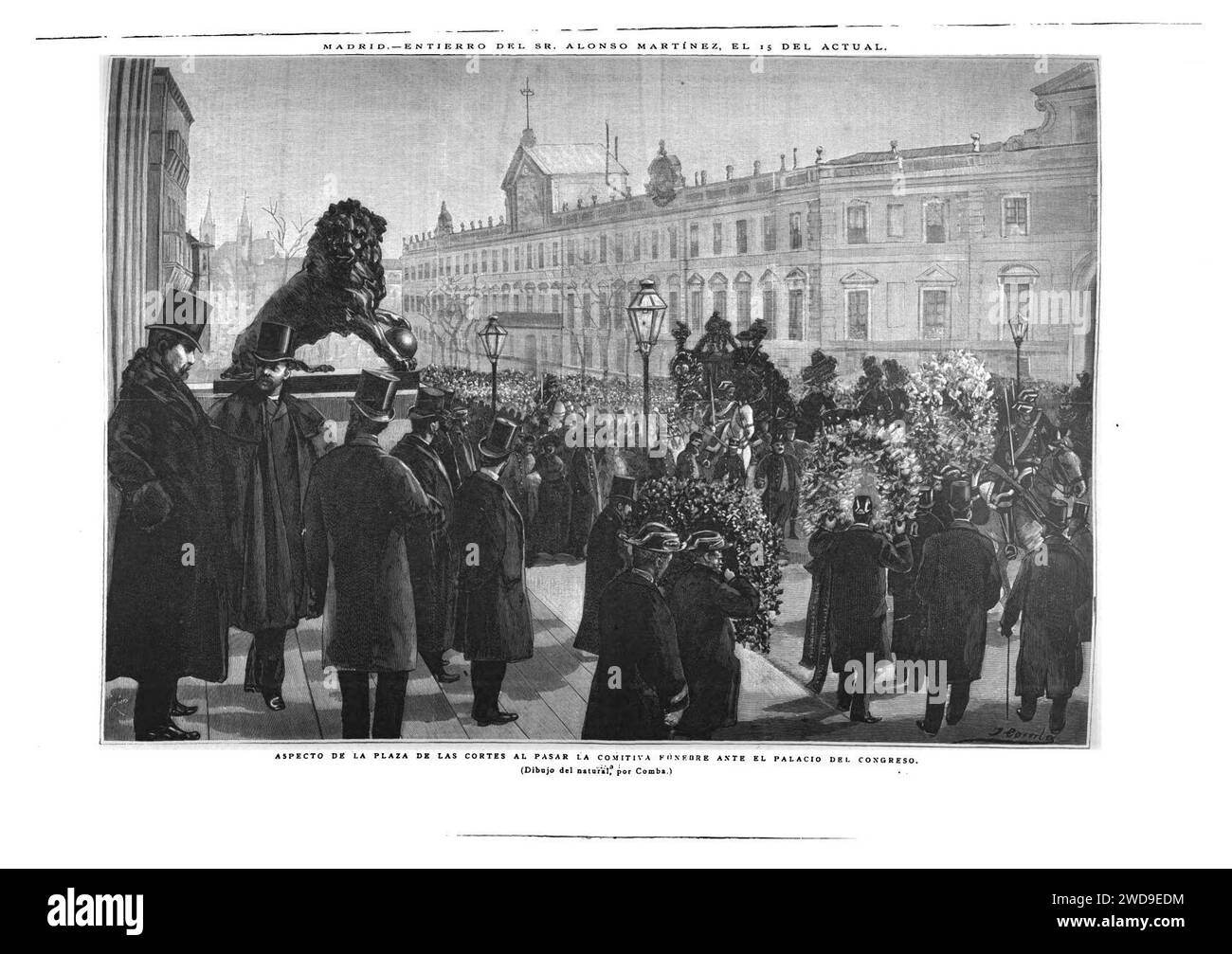 1891-01-22, La Ilustración Española y Americana, Madrid, Entierro del Sr. Alonso Martínez, el 15 del actual. Stock Photo