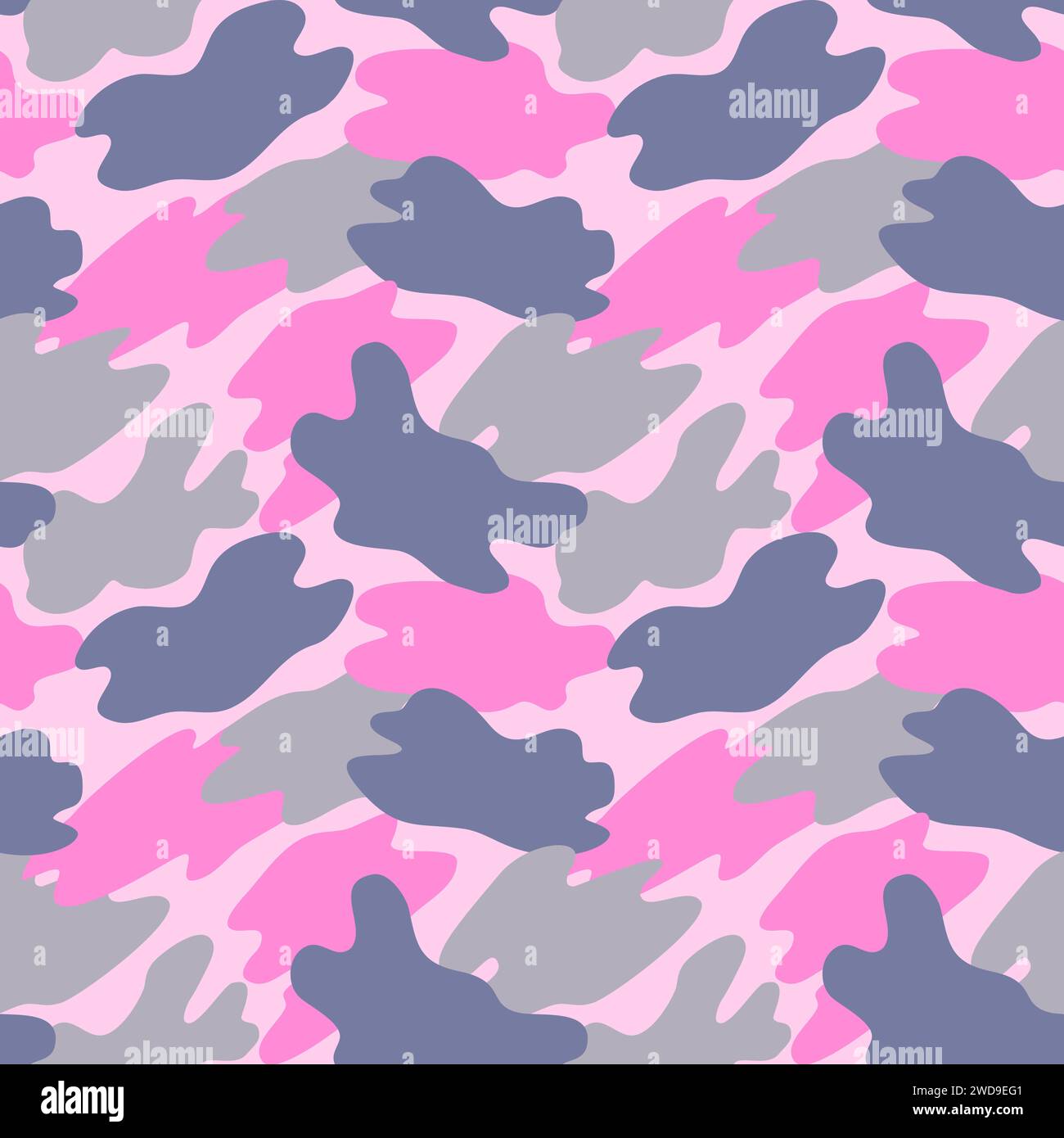 Camouflage military pattern with pink elements. Vector seamless pattern for clothing design. Stock Vector