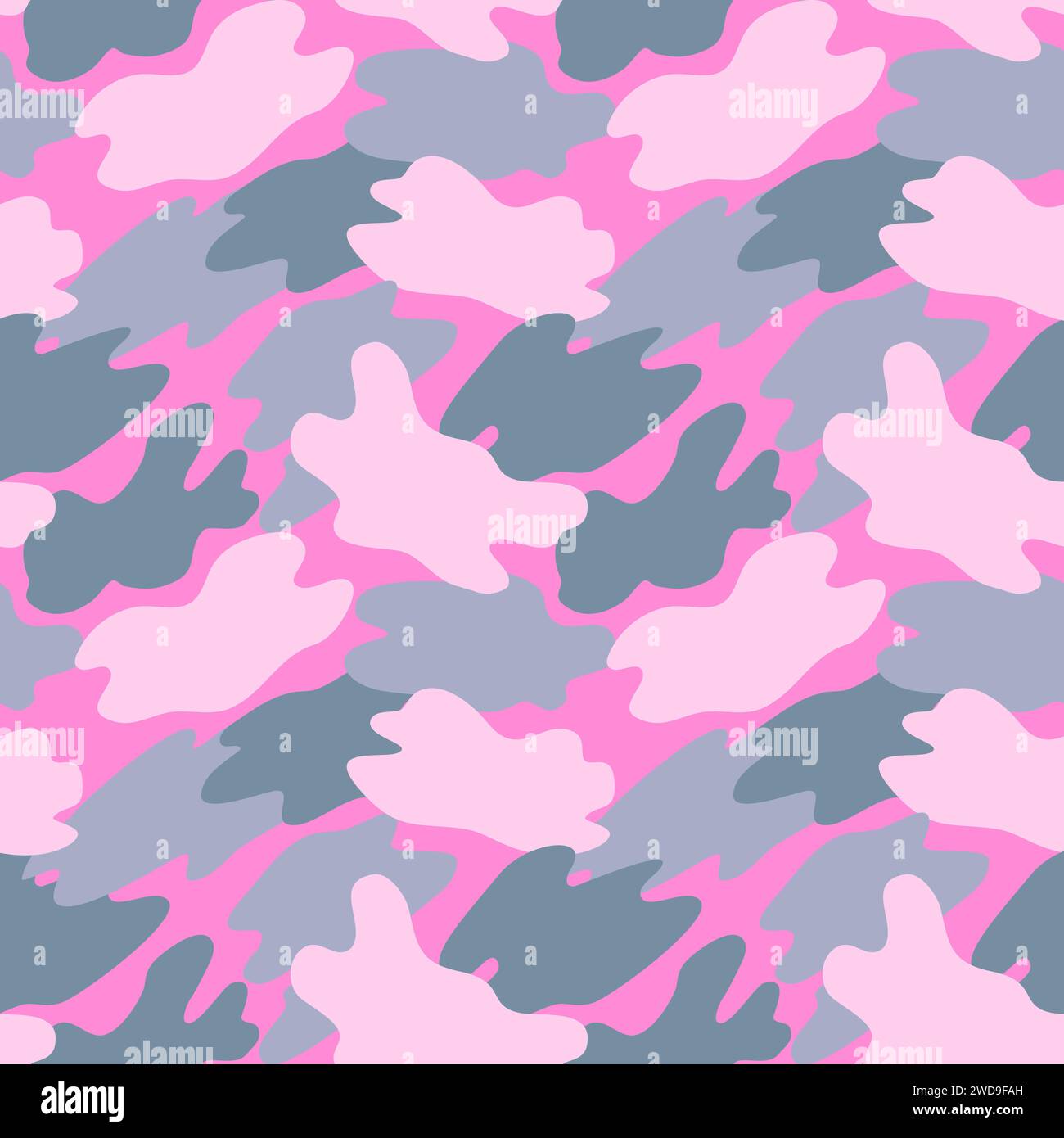 Camouflage military pattern with pink elements. Vector seamless pattern for clothing design. Stock Vector