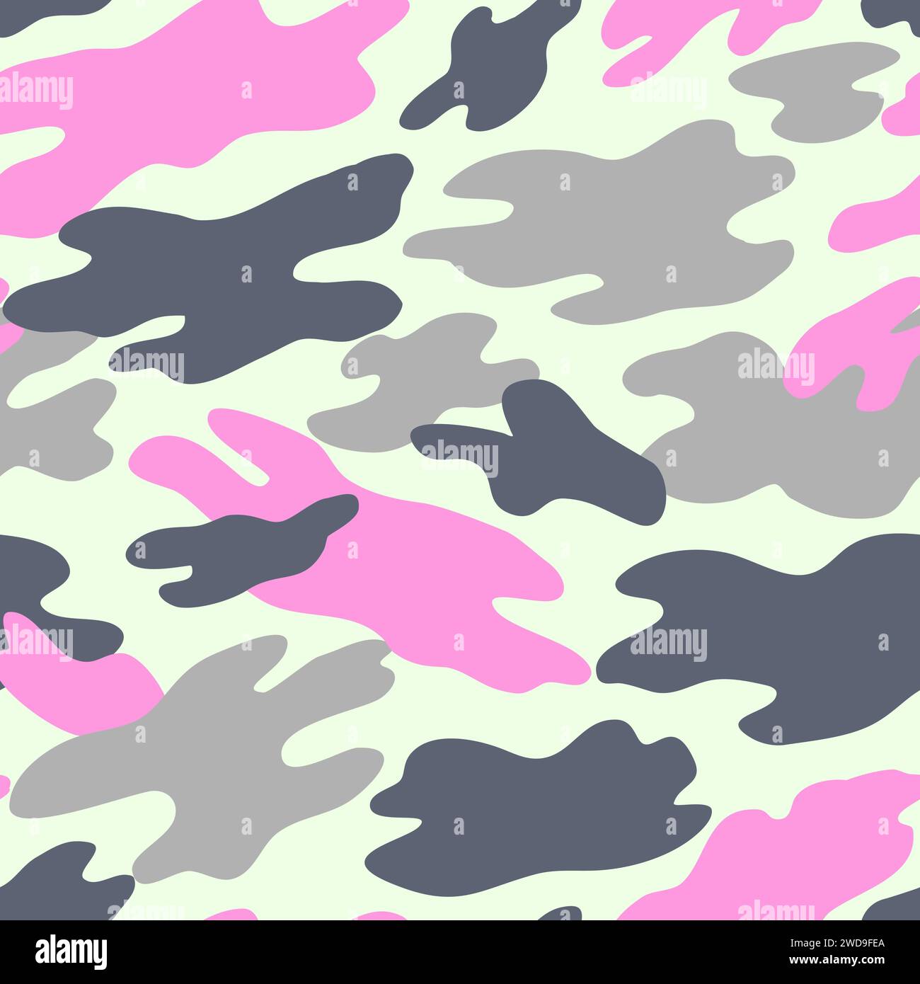 Camouflage military pattern with pink elements. Vector seamless pattern for clothing design. Stock Vector