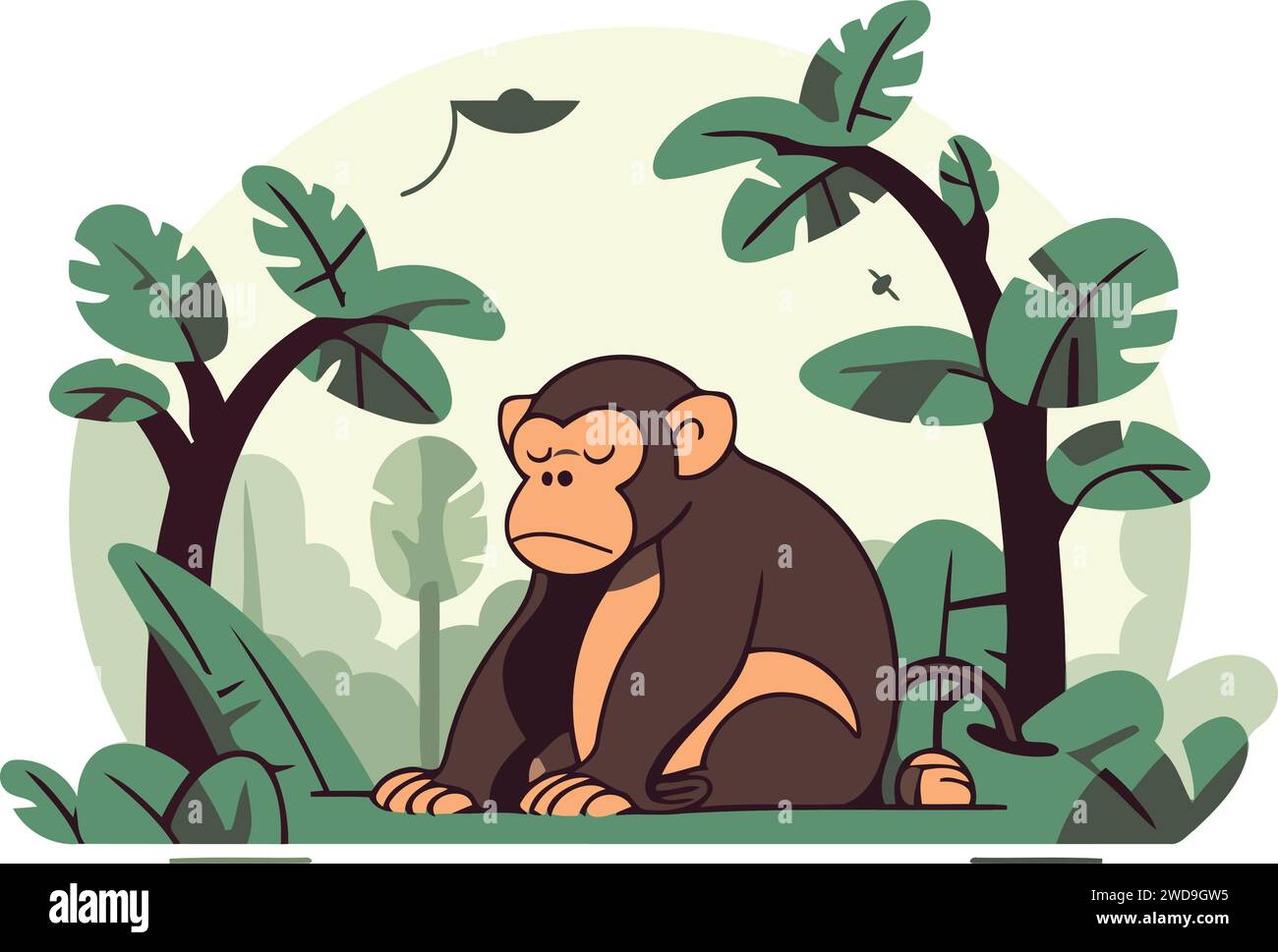 Monkey sitting in forest Stock Vector Images - Alamy