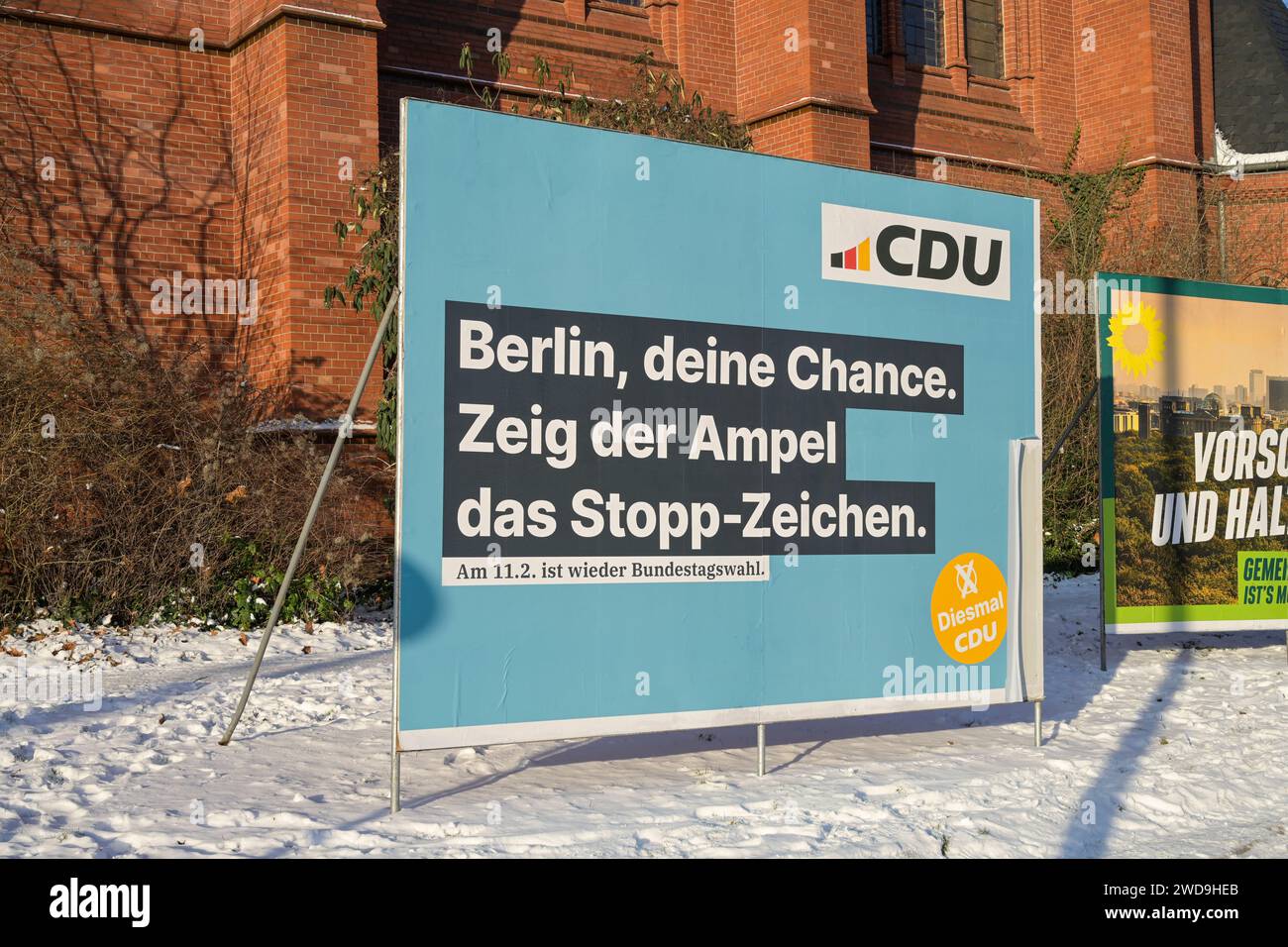 Wahlplakat der CDU zur Bundestagswahl in Berlin am 11.02.2024, Berlin ...