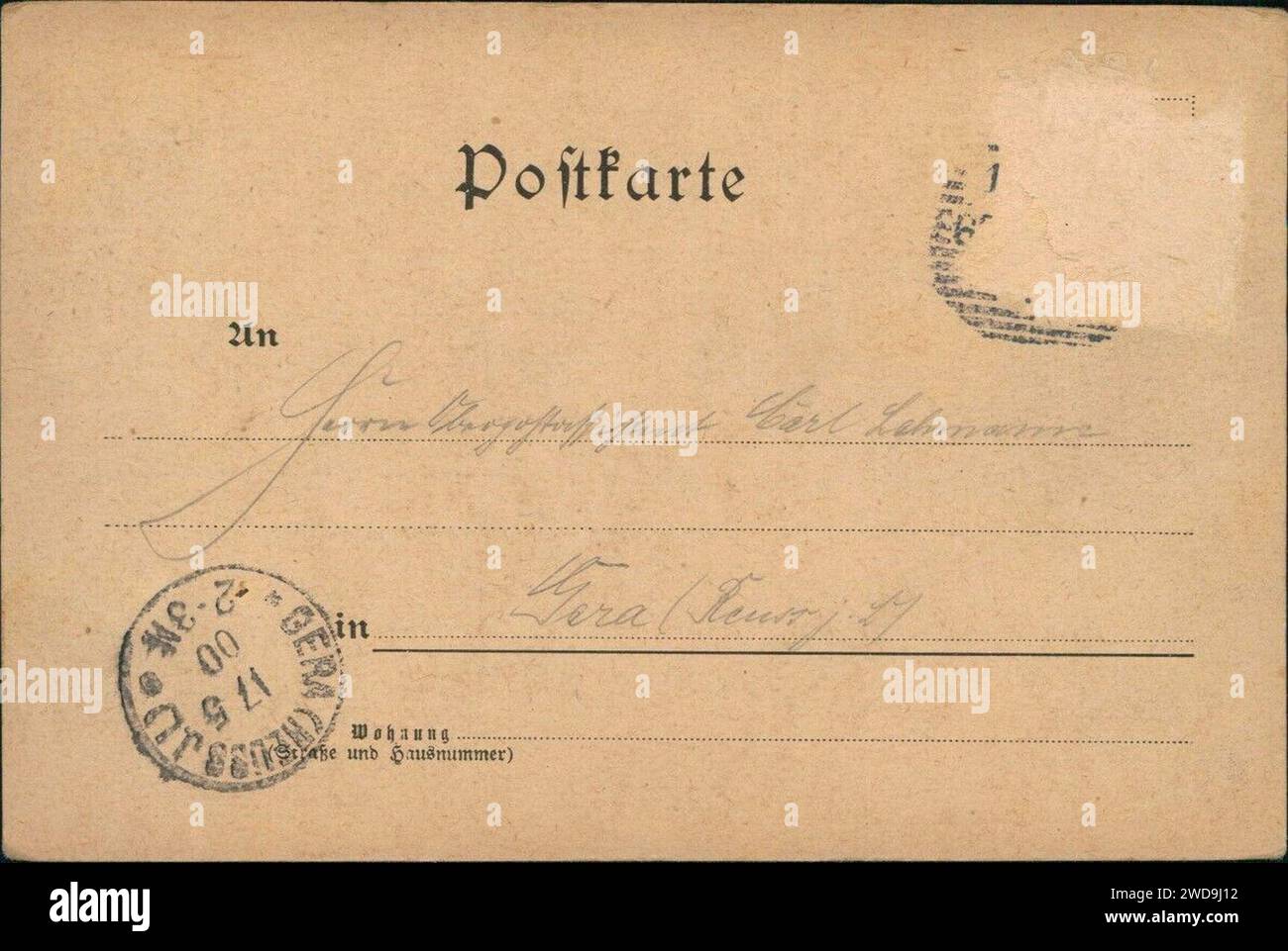 1900 circa Antisemitismus Postkarte Deutscher Krug Chemnitz Lohgasse 3 Ahasver, Adressseite. Stock Photo