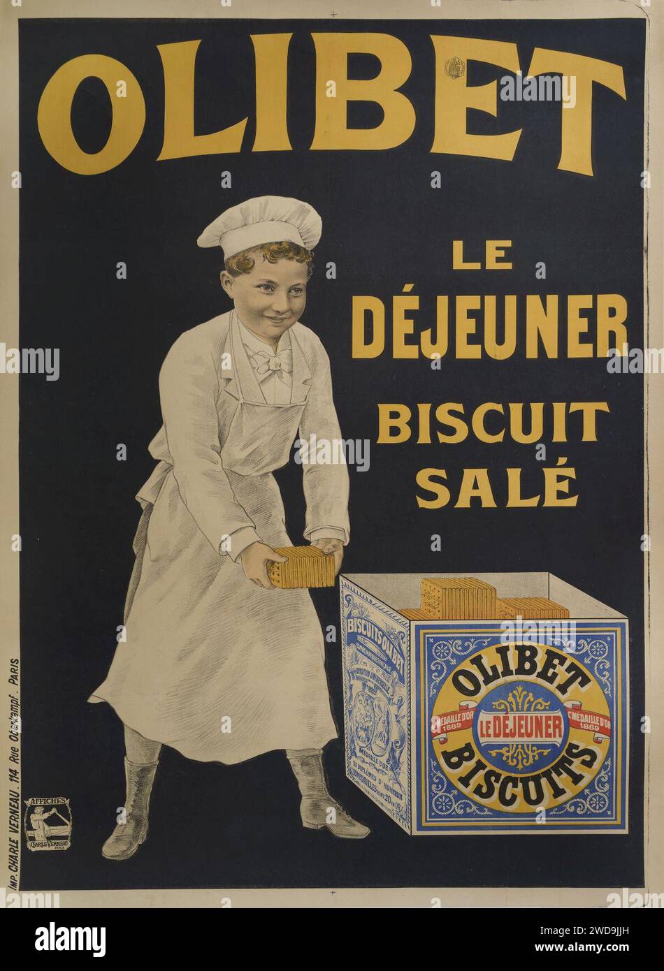 Affiche Publicitaire Ancienne – Biscuits Olibet Enjolras Delphin – 1900 (Occasion)
