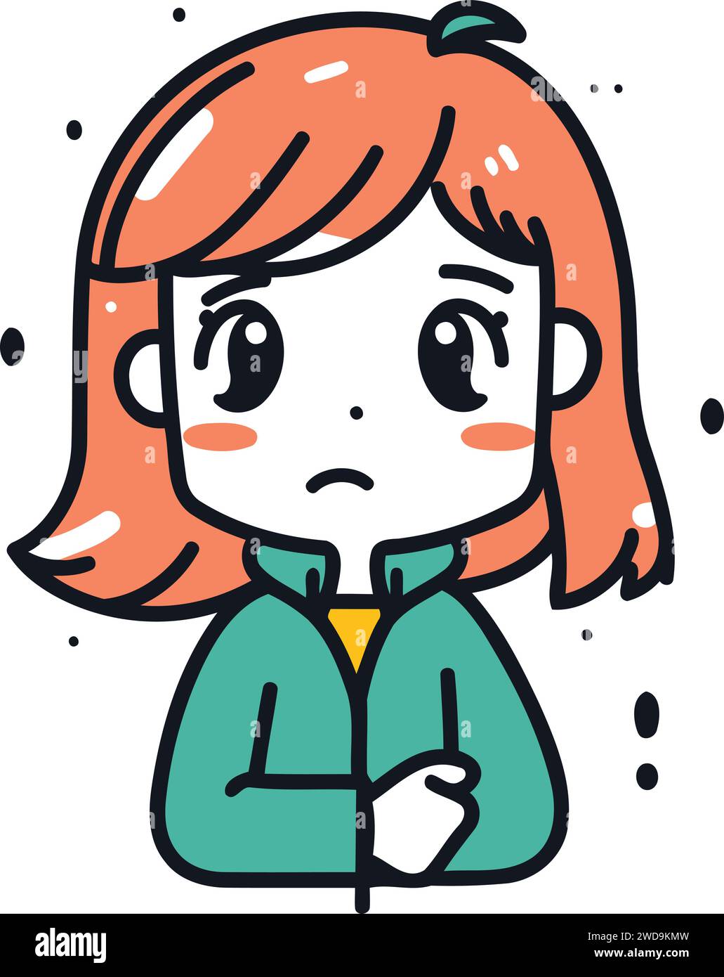 Illustration of a Cute Girl Crying Out Loudly Vector Stock Vector