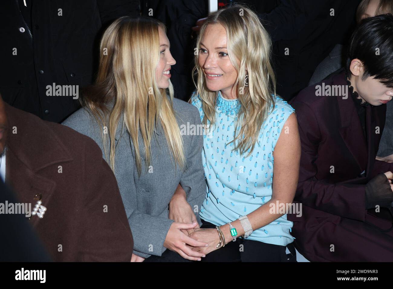 Lila Moss and Kate Moss attends Dior fashion show during the Paris