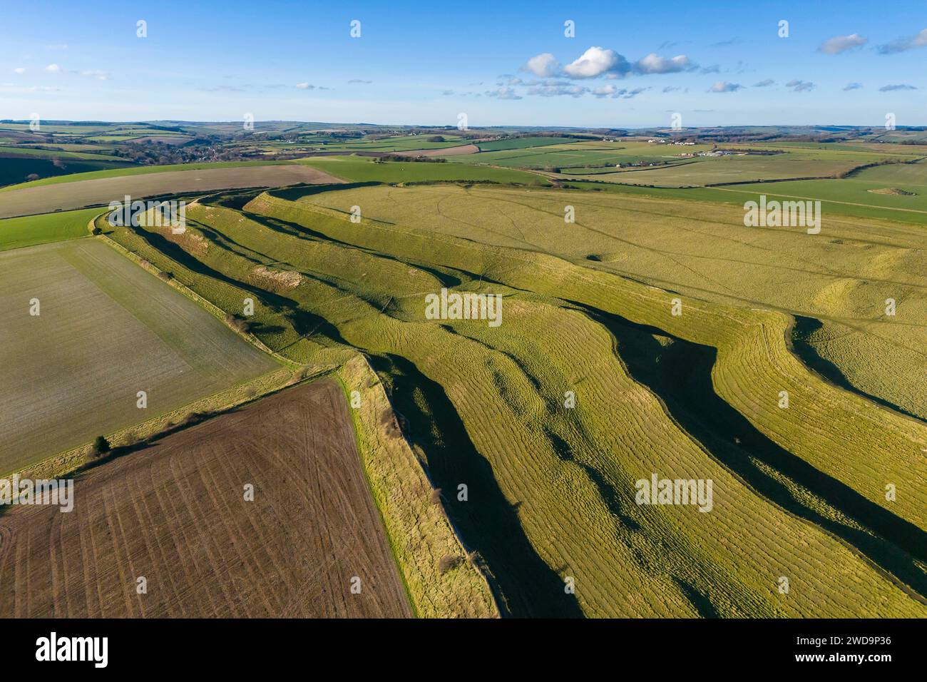 Dorchester, Dorset, UK. 19th January 2024. UK Weather Aerial view of