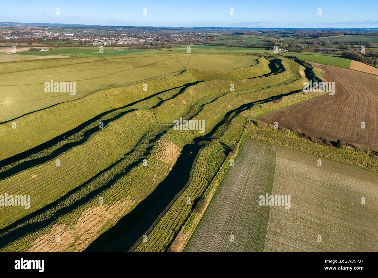 Dorchester, Dorset, UK. 19th January 2024. UK Weather Aerial view of