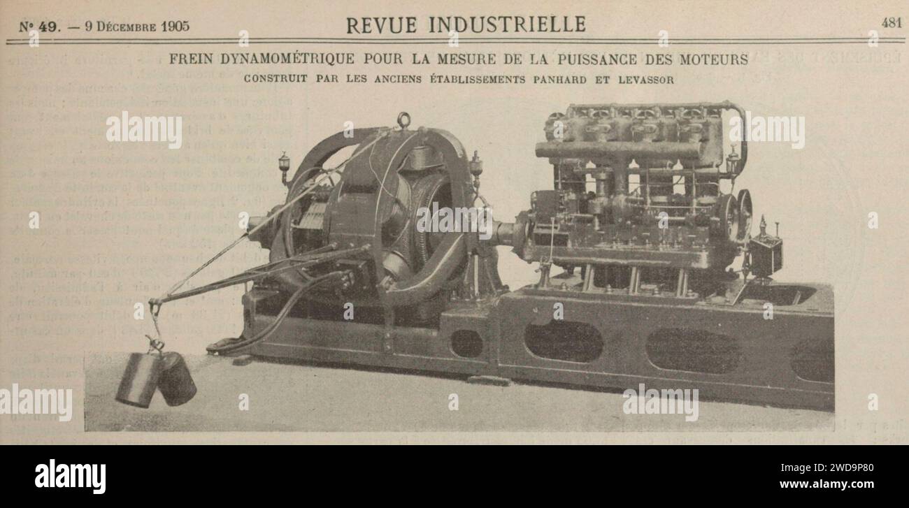 1905-12-09 La-Revue-Industrielle=le dynamo-dynamomètre de Krebs. Stock Photo