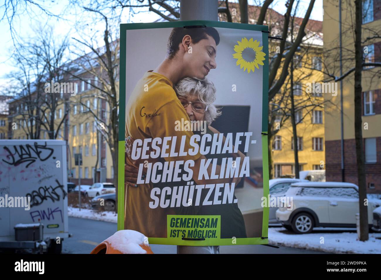 Wahlplakat der Grünen zur Bundestagswahl in Berlin am 11.02.2025