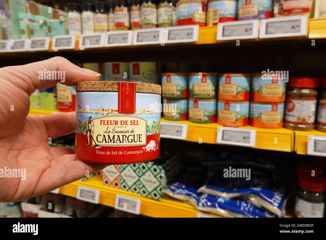 Jar of Fleur de Sel in a Grocery Stock Photo Alamy