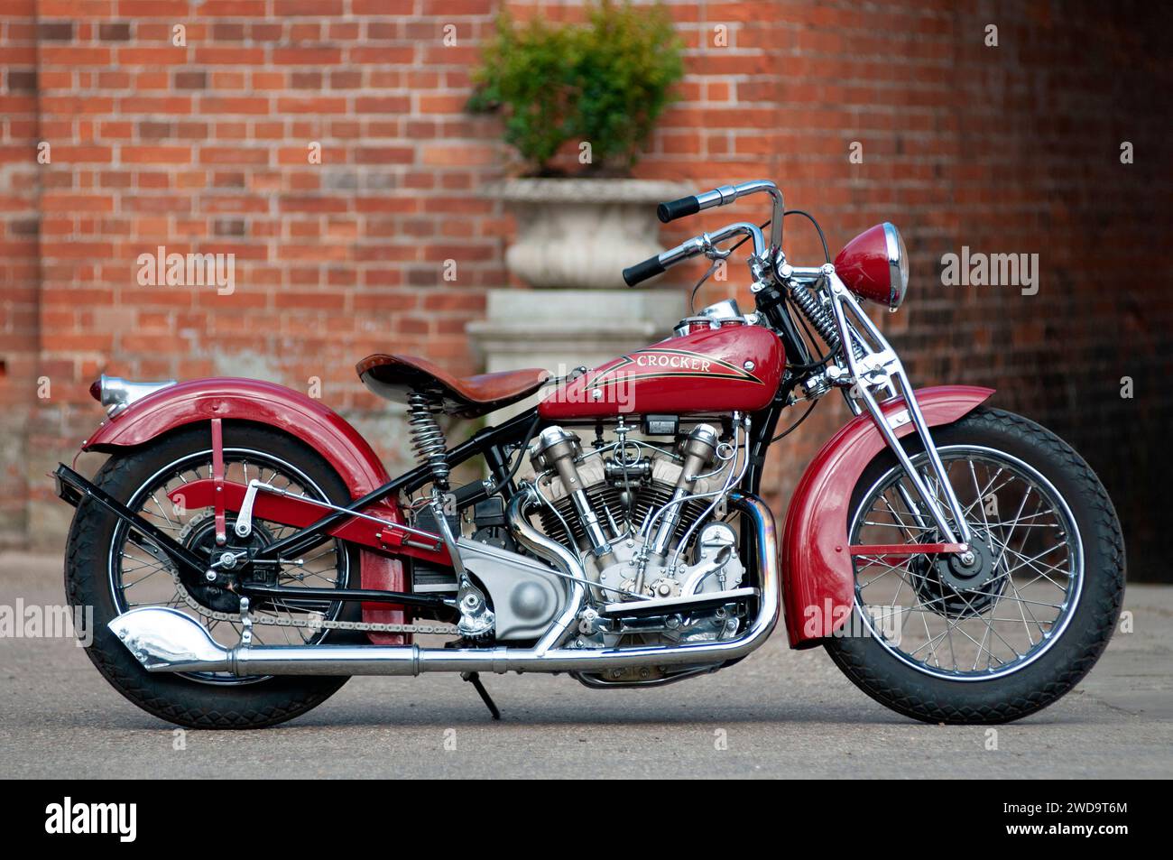 1937 Crocker 'Big Tank' V Twin classic American motorcycle. Right-hand side. Stock Photo