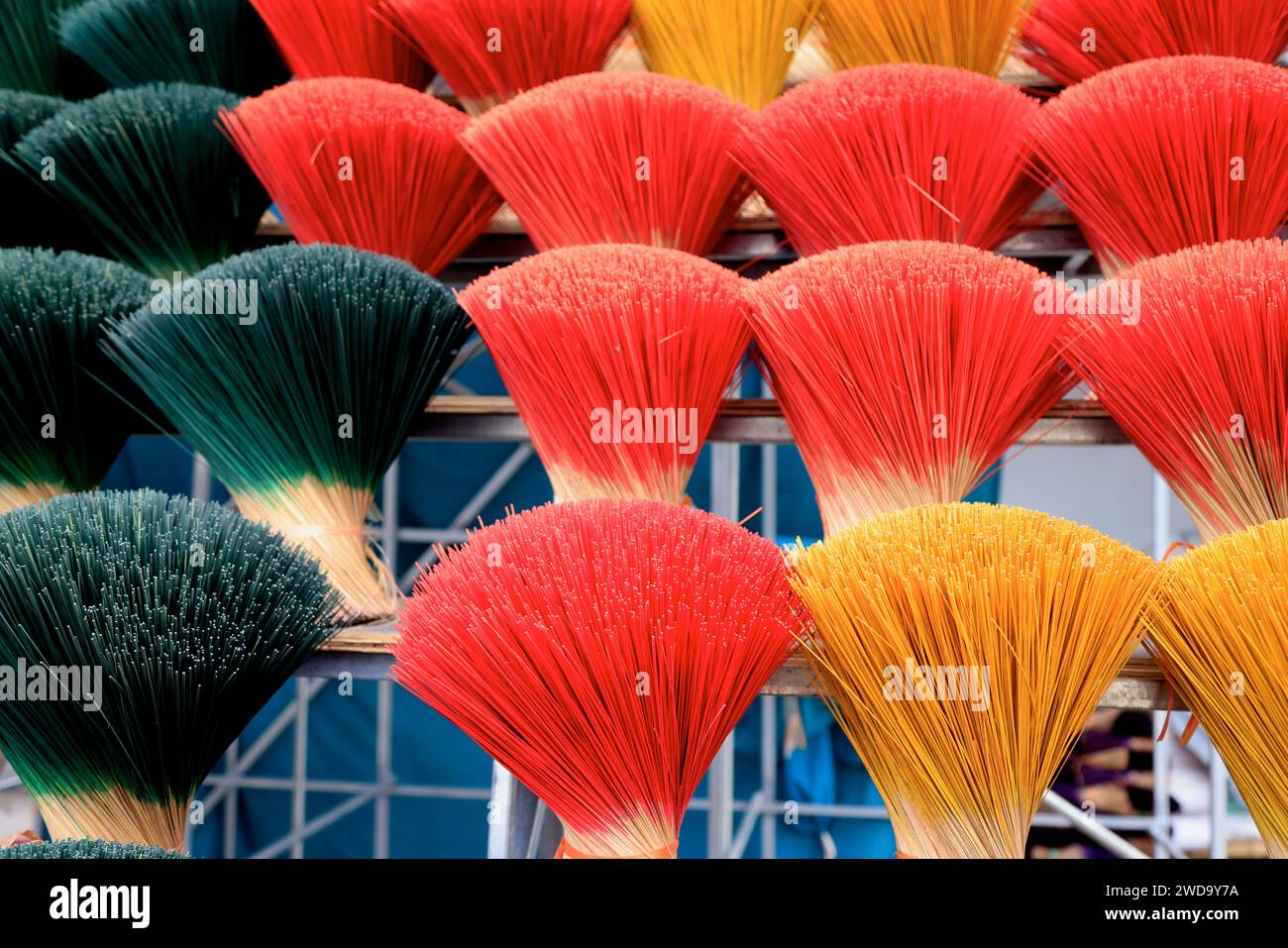 Colorful joss sticks left to dry in the sun, Vietnam Stock Photo Alamy
