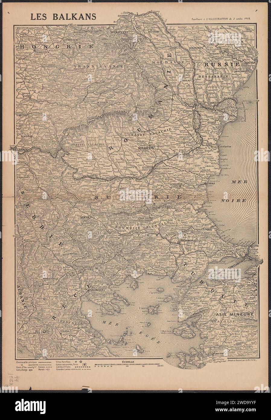 1915 map - Les Balkans Stock Photo - Alamy