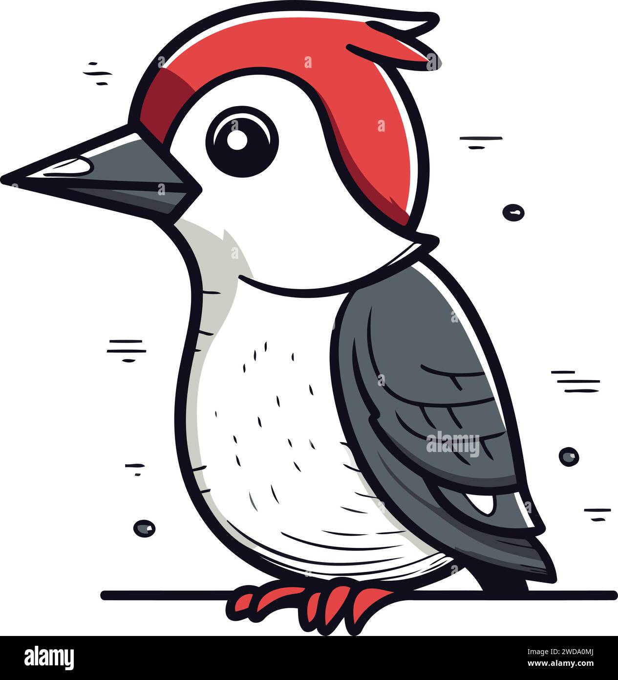 Cute Woodpecker Cartoon Vector Illustration. Isolated on White
